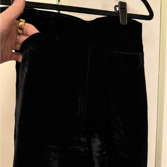 Sandro Black High-Waist Wide-Leg Velvet Pants - Picture 4 of 6